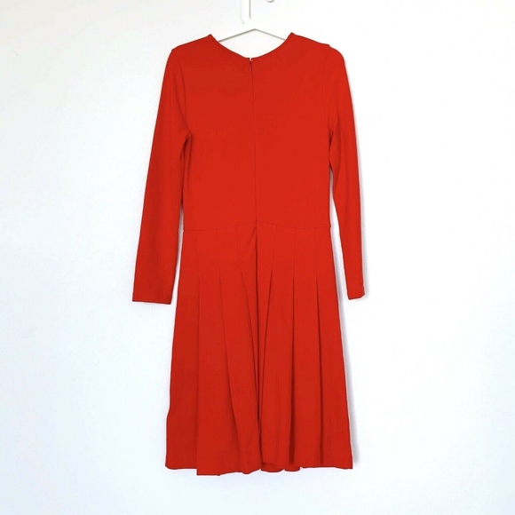 J. Crew Red Long Sleeve Pleated Ponte Dress - Picture 6 of 8